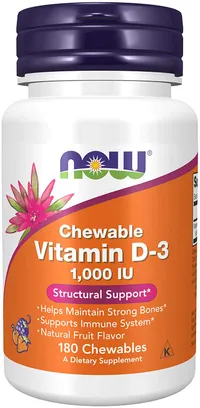 NOW Supplements Chewable Vitamin D3 1,000 IU | Was $11.99, now $8.56 at Amazon
