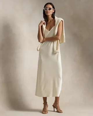 Satin Midi Slip Dress