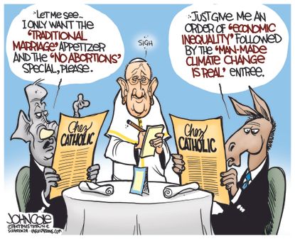 Political cartoon Democrats GOP Pope