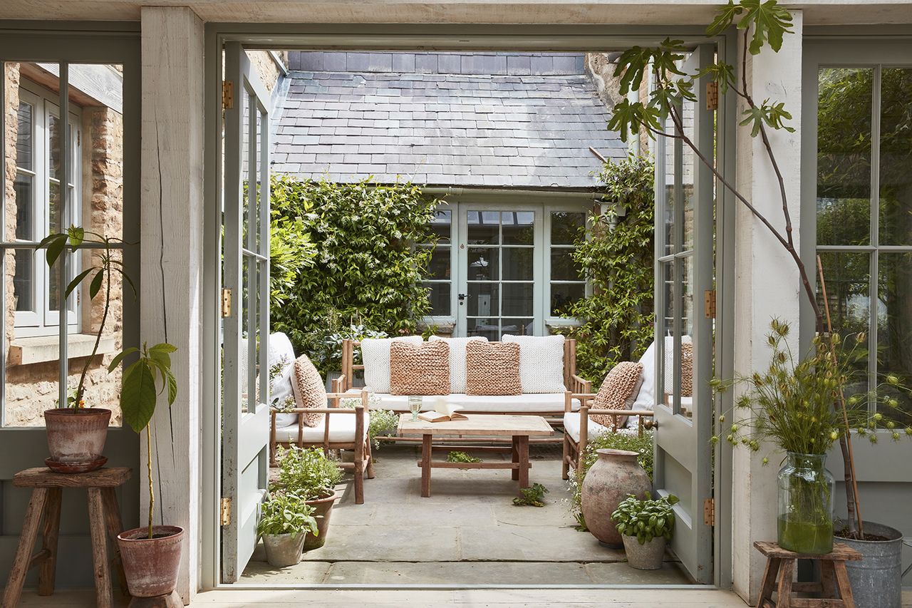 backyard with vintage furniture