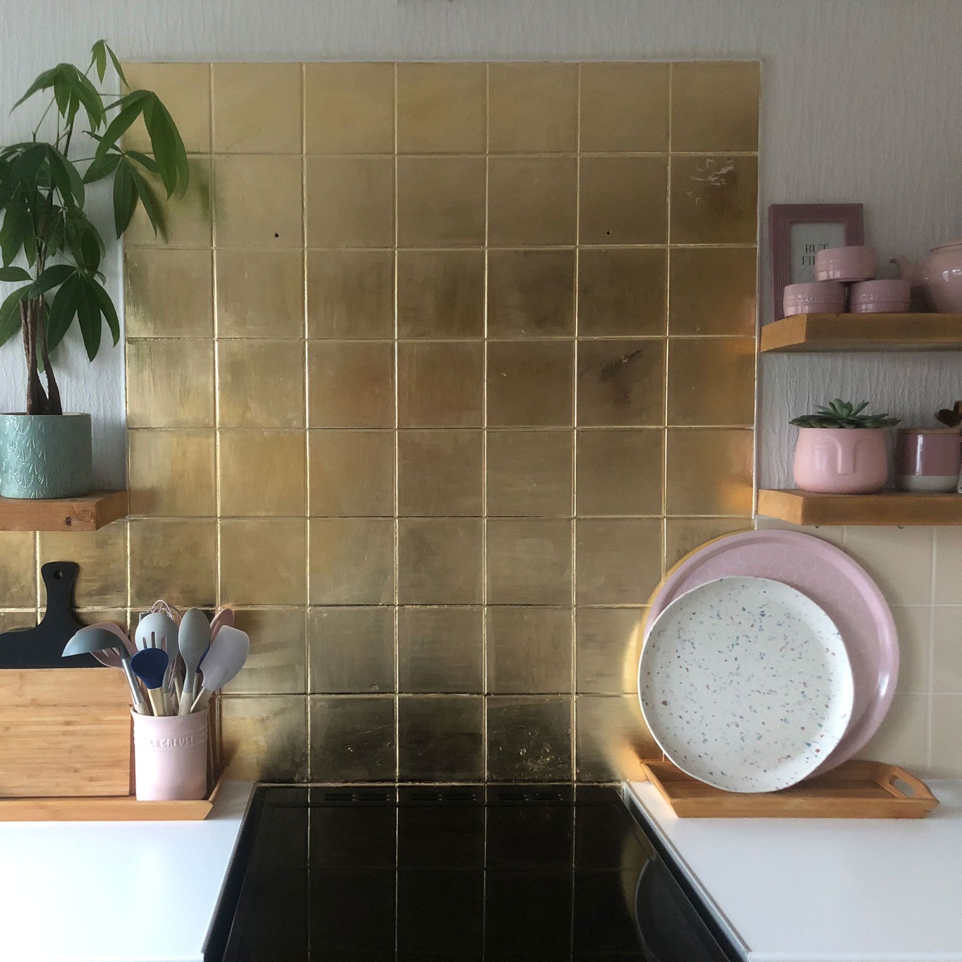 This glamorous gold leaf kitchen tile makeover cost just £20 Ideal Home