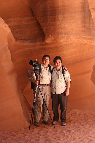 Eclipse chasers Imelda Joson and Edwin Aguirre explore Arizona canyons during a May 2012 expedition.