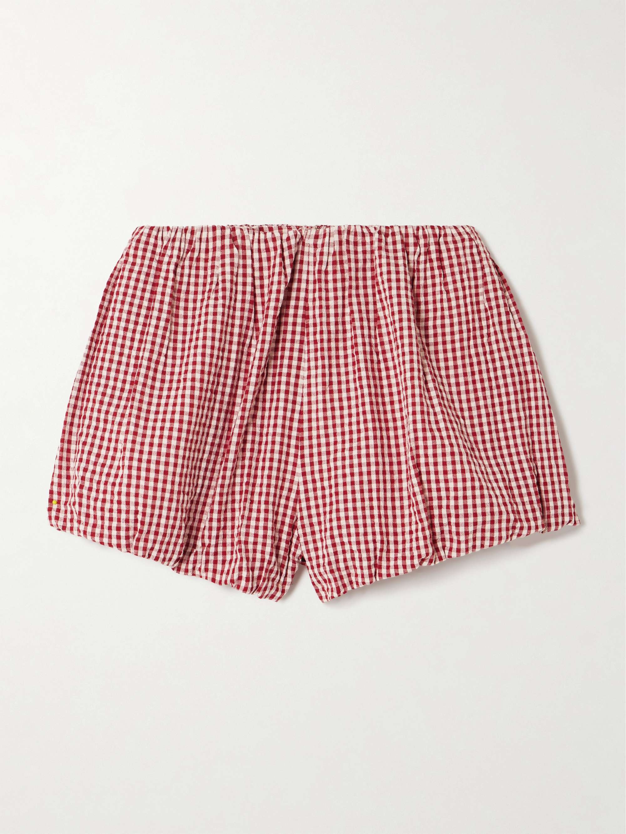 Aurelia Gingham Linen-Seersucker Shorts