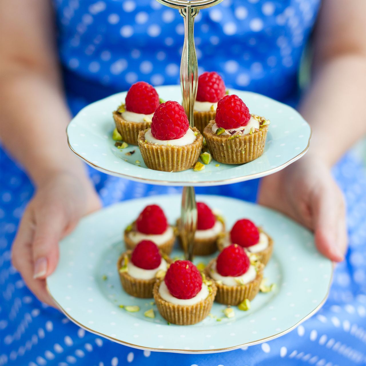 Teeny White Chocolate, Pistachio &amp; Raspberry Tarts photo