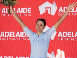 Alana Forster accepting her second most competitive award at the Santos Festival of Cycling on stage 3