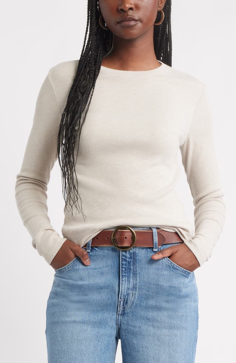 Long Sleeve Cotton Blend Rib T-Shirt