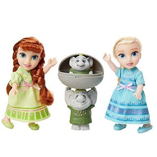 Frozen 2 Disney Petite Anna & Elsa Dolls with Surprise Trolls Gift Set, Each Doll Is Approximately 6 inches Tall - Includes 2 Troll Friends! Perfect for any Frozen Fan!