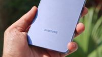 Samsung logo on the back of a Samsung Galaxy phone