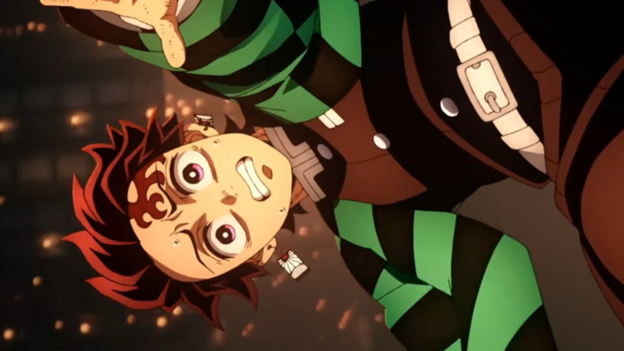 Tanjiro falling in Demon Slayer: Kimetsu no Yaiba &amp;ndash; The Movie: Infinity Castle