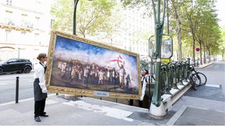 Painting of England rugby fans