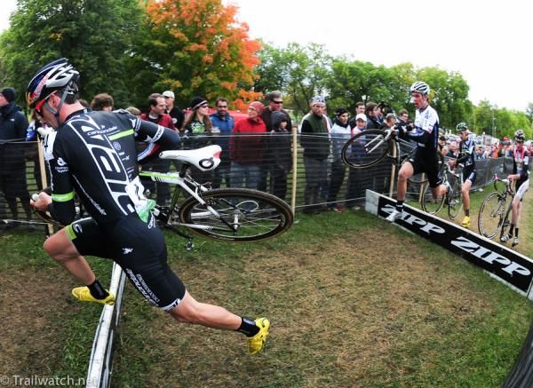 Tim Johnson (Cannondale) racing just behind the lead group