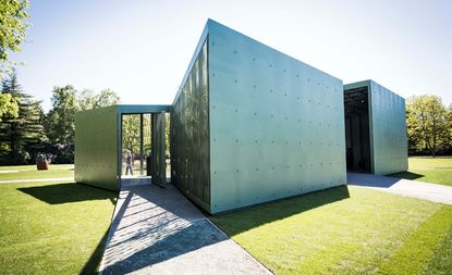Architecture practice Robbrecht and Daem have designed a new semi-open pavilion in the Hortiflora flower gardens of Antwerp's Middelheim Museum