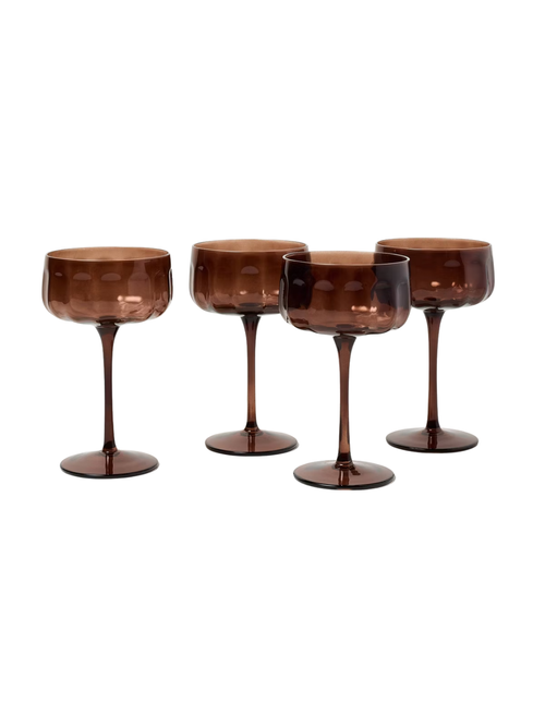 Set of 4 8oz Coupe Glasses Brown