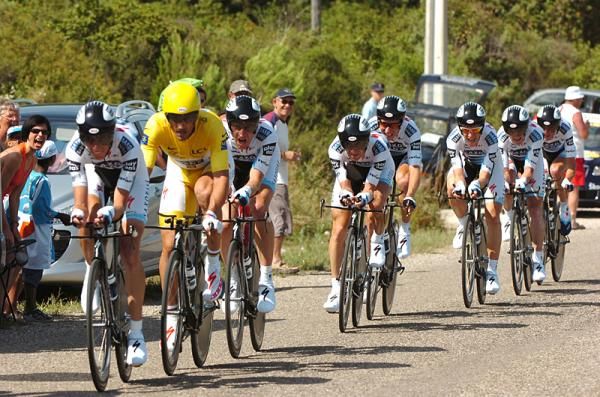 Team Saxo Bank fought hard and kept yellow by fractions of a second.