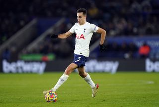 Tottenham Hotspur’s Sergio Reguilon during the Premier League match at the King Power Stadium, Leicester. Picture date: Wednesday January 19, 2022