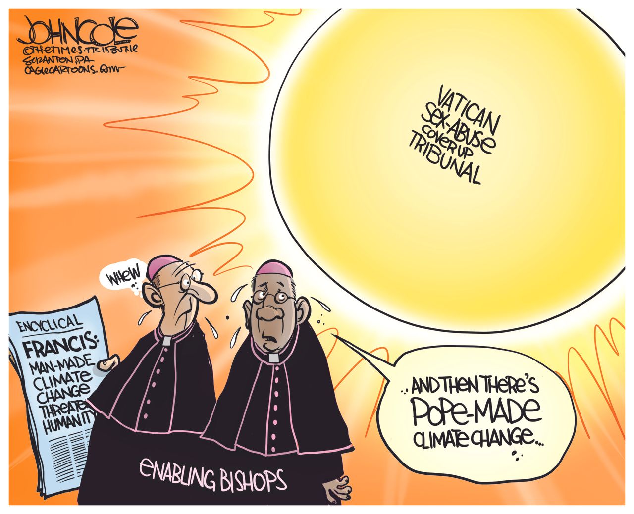 Editorial cartoon Pope Climate Change