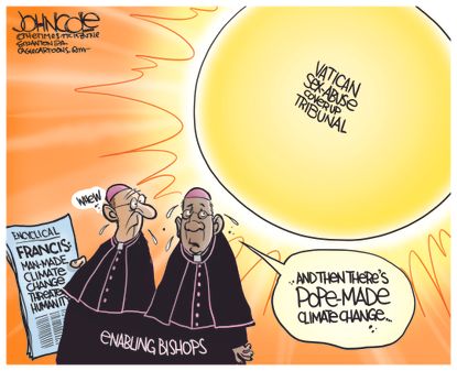 Editorial cartoon Pope Climate Change