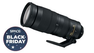Nikon af-s 200-500mm lens on a white background black friday deal