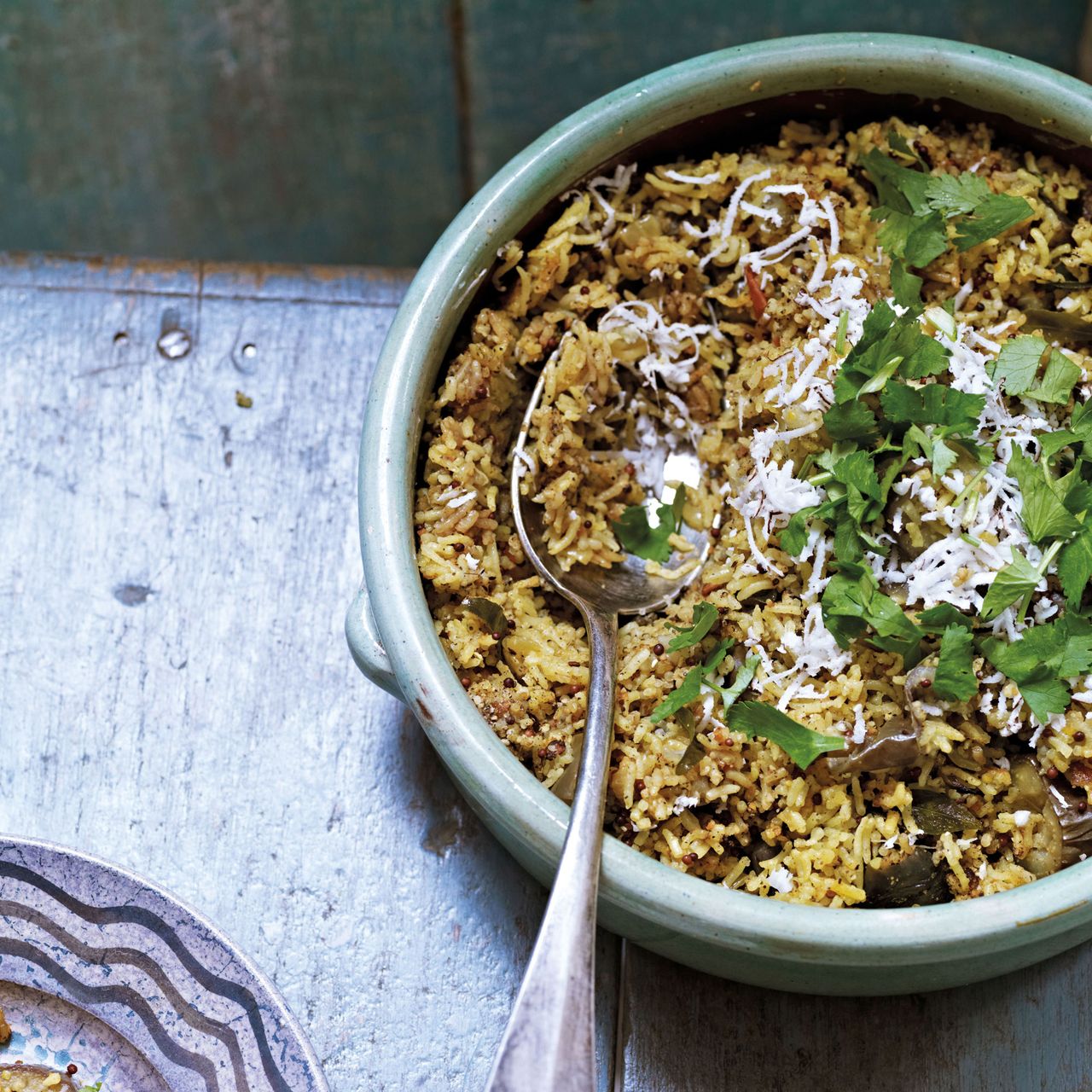 Spiced aubergine and tamarind rice