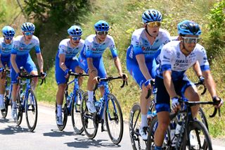 BRIVESCHARENSAC FRANCE JUNE 06 Kevin Colleoni of Italy and Team BikeExchange Jayco competes during the 74th Criterium du Dauphine 2022 Stage 2 a 1698km stage from SaintPray to BrivesCharensac WorldTour Dauphin on June 06 2022 in BrivesCharensac France Photo by Dario BelingheriGetty Images