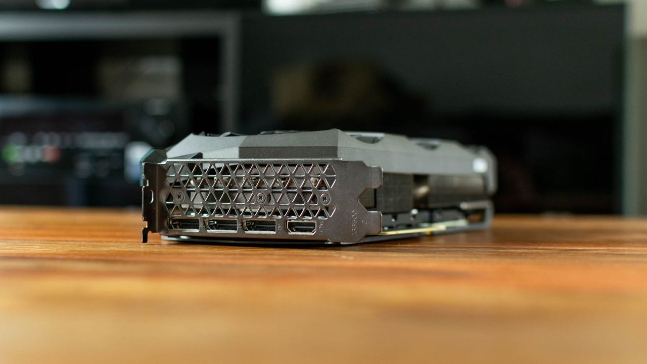 A photograph of the Zotac GeForce RTX 3080 AMP Holo's input ports