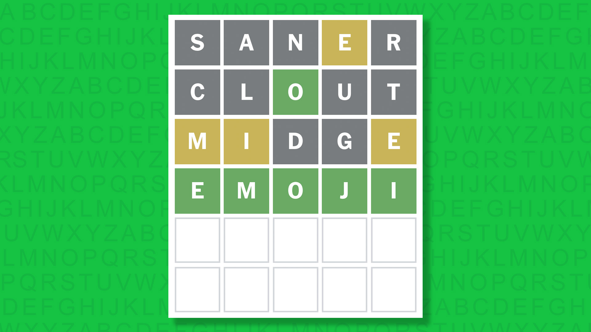 NYT Wordle answer for game 1826 on a green background