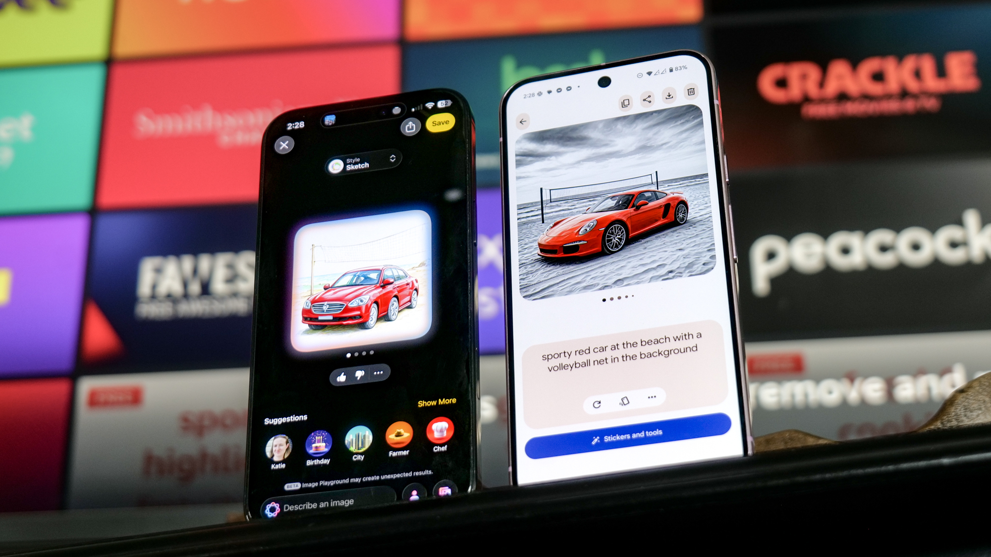 iOS 16 Image Playground در iPhone 26 Pro Max و Android 9 Pixel Studio در Pixel 16 Pro XL.