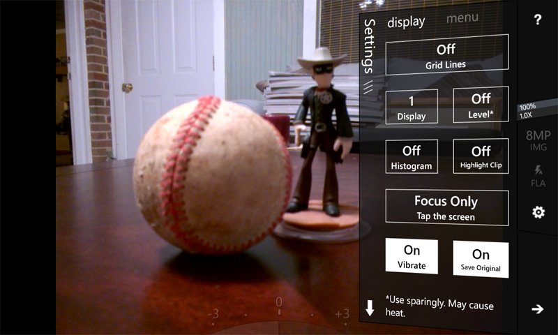 ProShot Side Menu/Settings