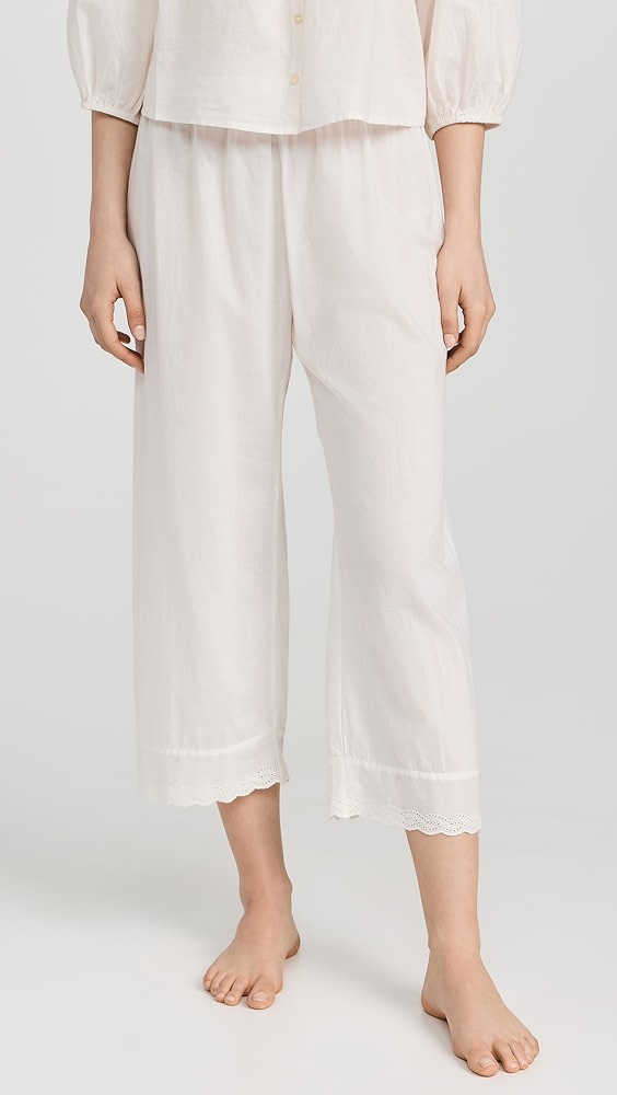 THE GREAT. The Eyelet Easy Sleep Pants - True White
