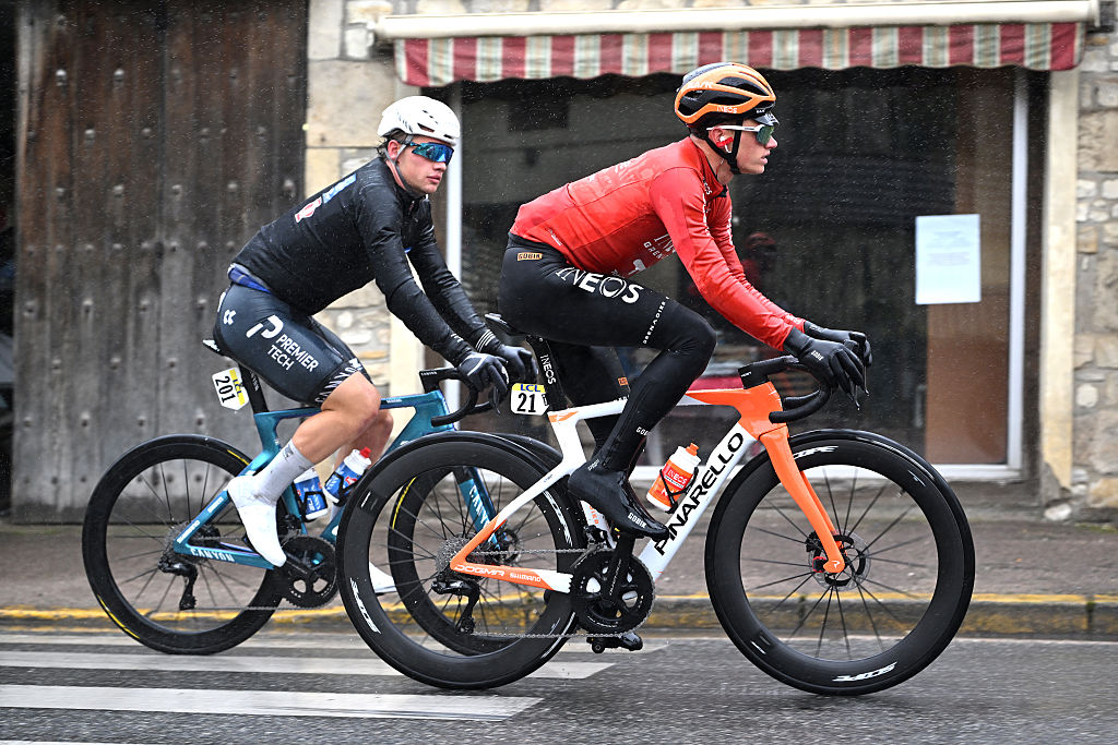 UCHON, FRANCE - MARCH 11: Oscar Onley of Great Britain and Team INEOS Grenadiers competes during the 84th Paris-Nice 2026, Stage 4 a 195km stage from Bourges to Uchon / #UCIWT / on March 11, 2026 in Uchon, France. (Photo by Szymon Gruchalski/Getty Images)