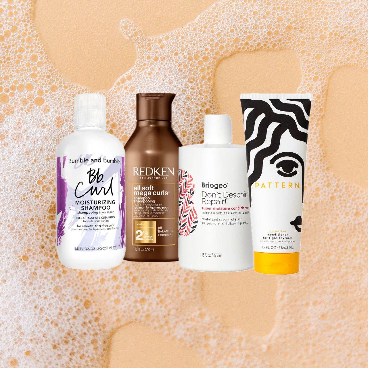 various shampoos and conditioners