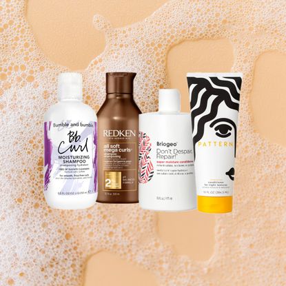 various shampoos and conditioners