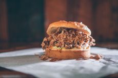 A barbecue pork sandwich from Skylight Inn in North Carolina