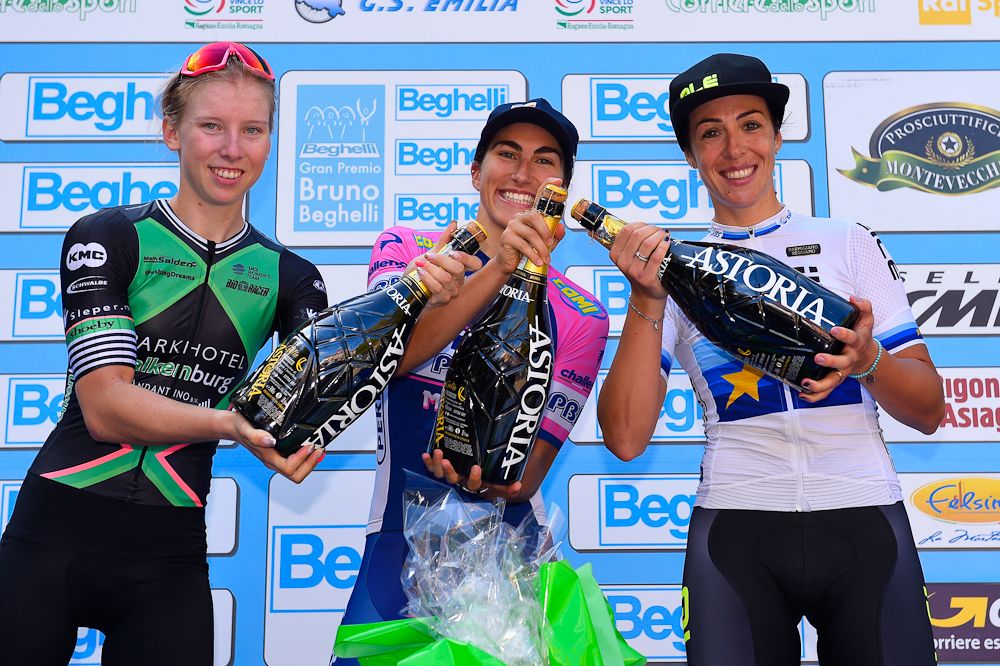 WWiebes, Balsamo and Bastianelli on the GP Bruno Beghelli podium