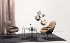 German furniture brand Walter Knoll pair of lounge swivel chairs , table and lighting stand