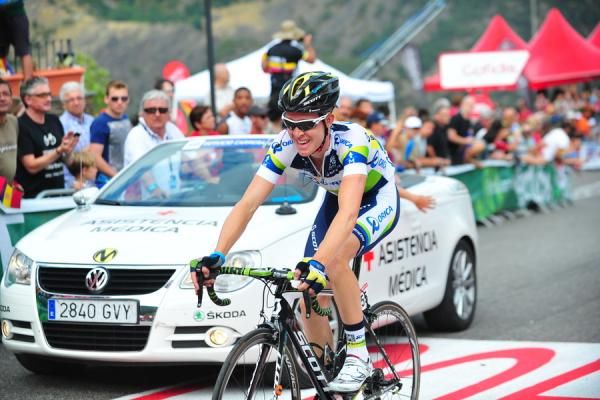 Cameron Meryer (Orica-GreenEdge) was caught just 2km from the summit