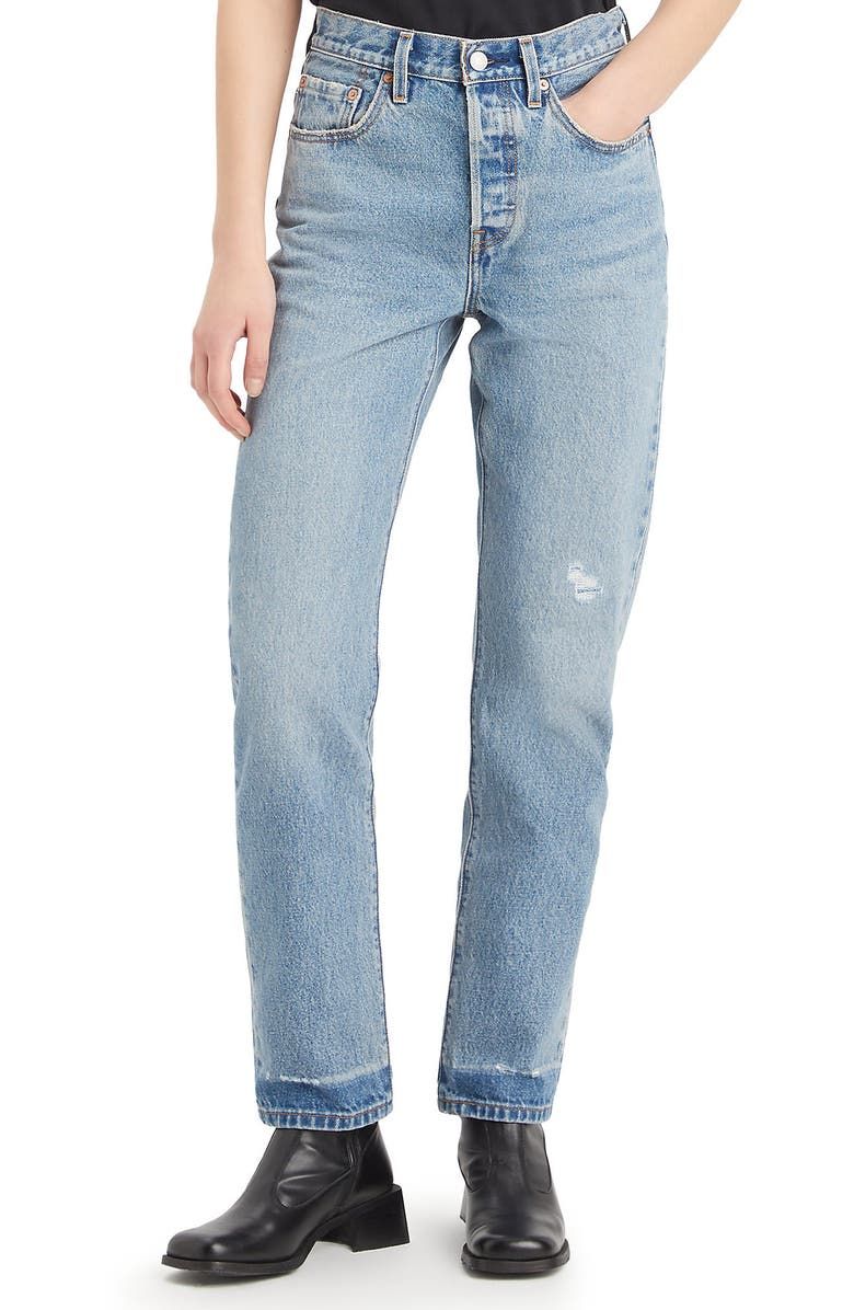 501® Distressed Straight Leg Jeans