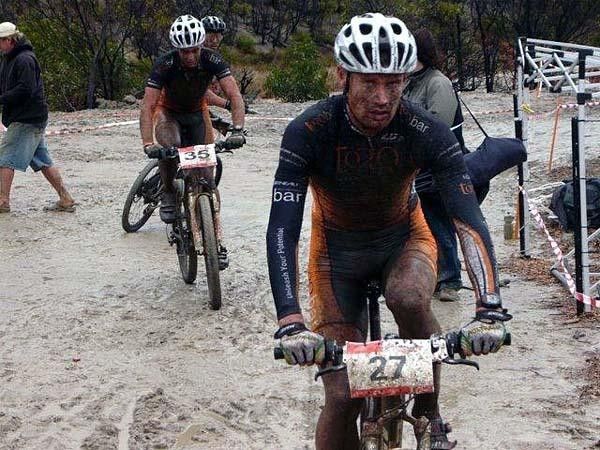 Beijing Olympian Dan McConnell gives the camera-man a dirty look