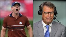 Rory McIlroy pictured screaming at the Ryder Cup alongside former USA captain Paul Azinger
