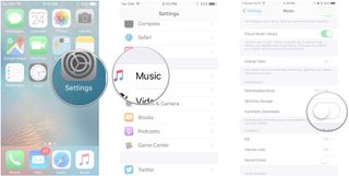 Launch Settings, tap Music, tap the switch next to Automatic Downloads