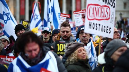 Pro-Israeli supporters mark 100 days since the 7 October attack