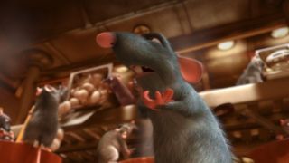 Remy directs a bunch of cooking rats in Ratatouille.