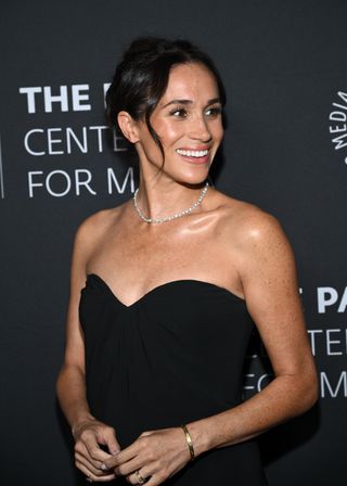 A photo of Meghan Markle with gleaming collarbones at the Paley Honors Tribute to Tyler Perry on Dec. 4.