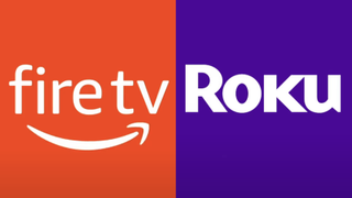 Side by side of logos for Amazon Fire TV and Roku