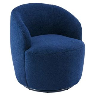 LAFUYSO Swivel Reception Chair with Wood Frame in Navy Blue