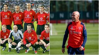 MANCHESTER, ENGLAND - JULY 08: (EXCLUSIVE COVERAGE) Manager Erik ten Hag of Manchester United in action during a first team training session at Carrington Training Ground on July 08, 2024 in Manchester, England. (Photo by Ash Donelon/Manchester United via Getty Images)