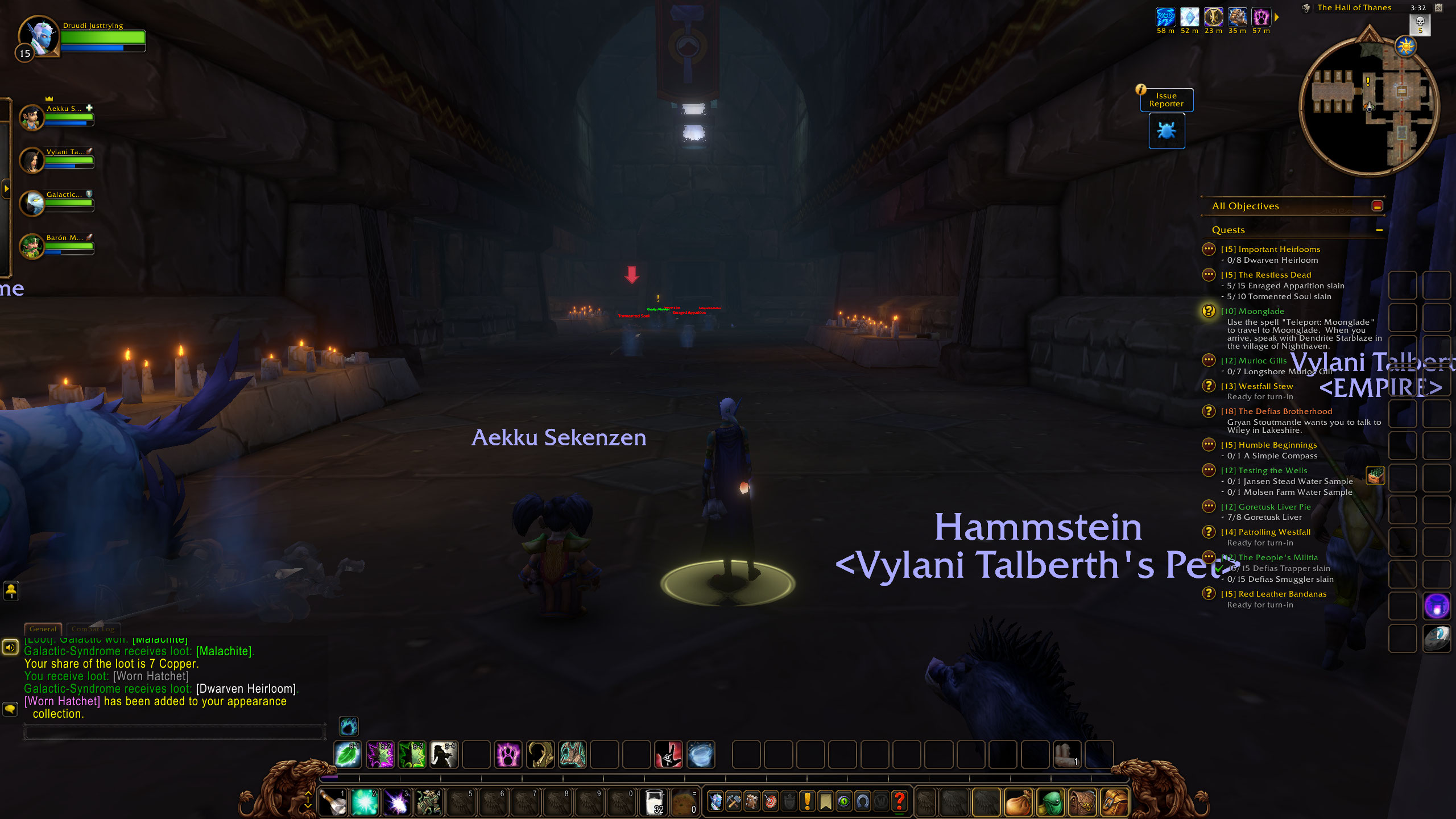 A screenshot from World of Warcraft Forever, showing a group of adventurers in a dungeon