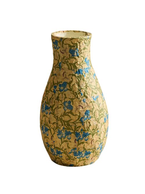 Patterned Papier Mache Vase, Floral