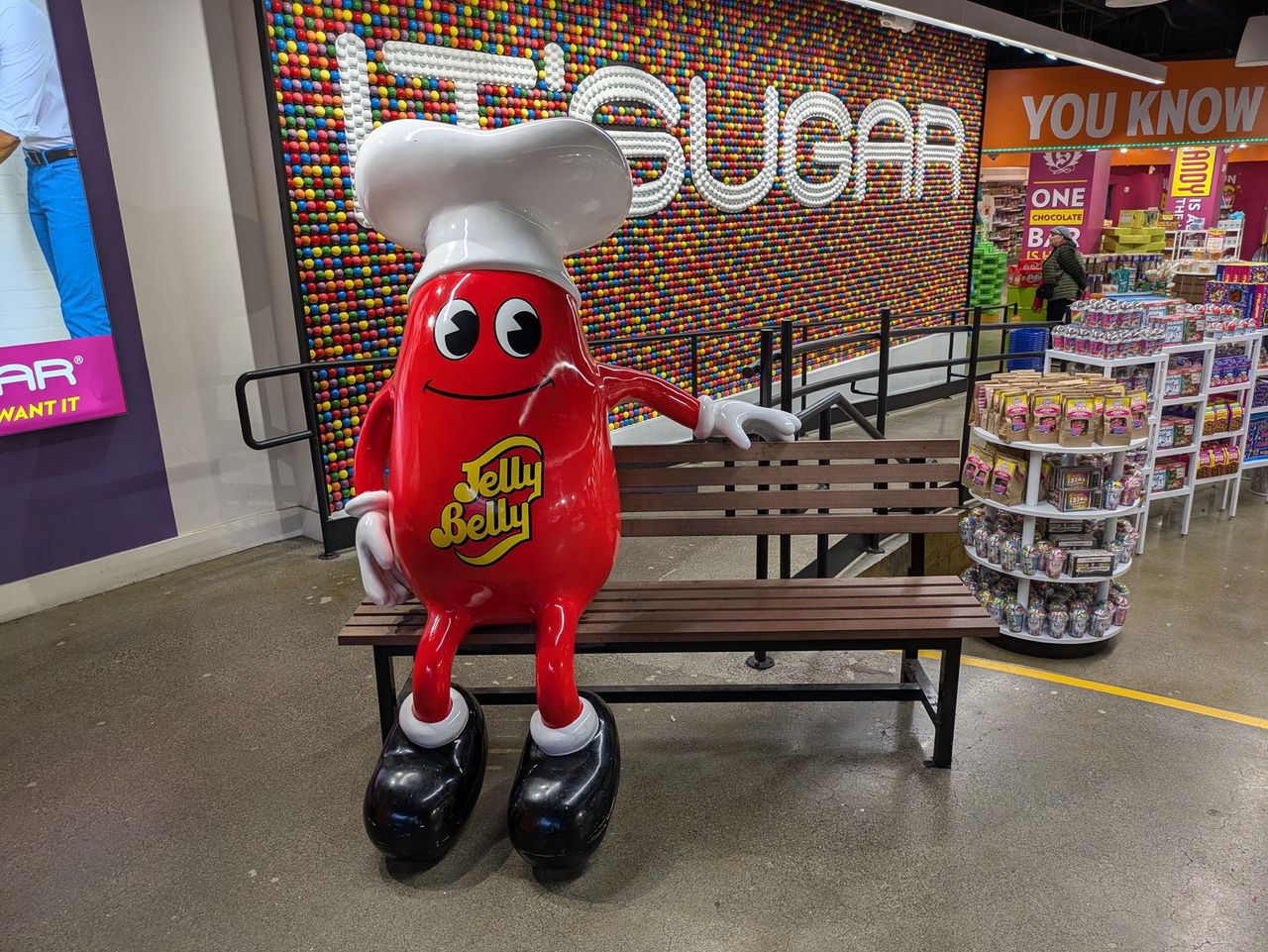 Jelly Belly display inside candy store shot by Pixel 8a