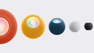 The apple homepod mini in five different colors
